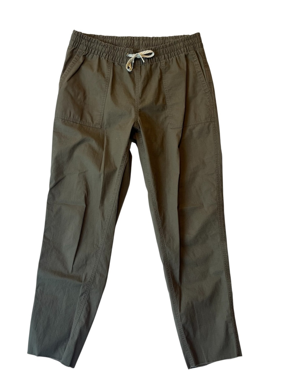 Vuori hiking pants M Khaki green Elastic pull on waist Organic cotton Womens